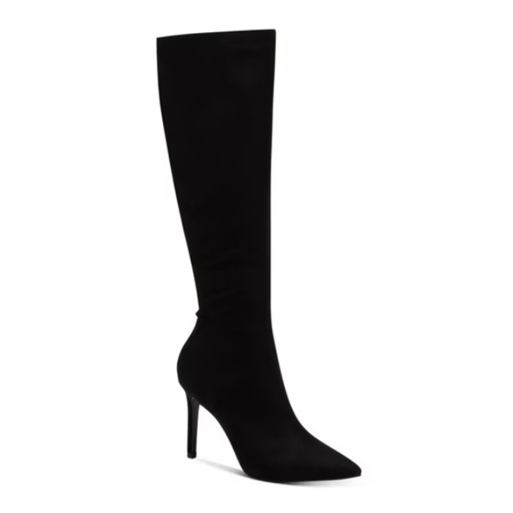 INC Black Pointed‎ Toe Stiletto Heel Knee High Boots Soft Faux Suede 10.5 NEW